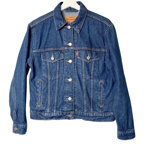 Levi’s denim jacket women's size SMALL cropped trucker medium wash - Picture 1 of 11